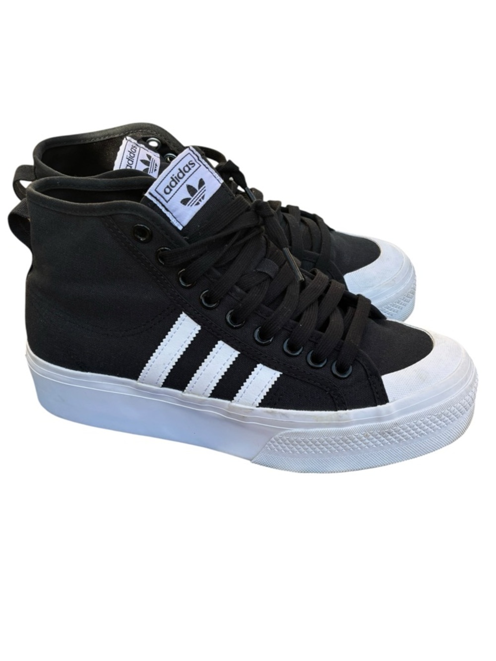 Adidas Original Women’s Nizza Black & White Platform Mid Shoes / Sneakers Sz 8.5